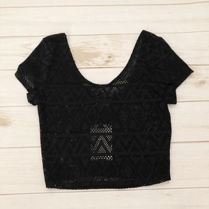 UO Sparkle & Fade Crop  Perforated Top Black